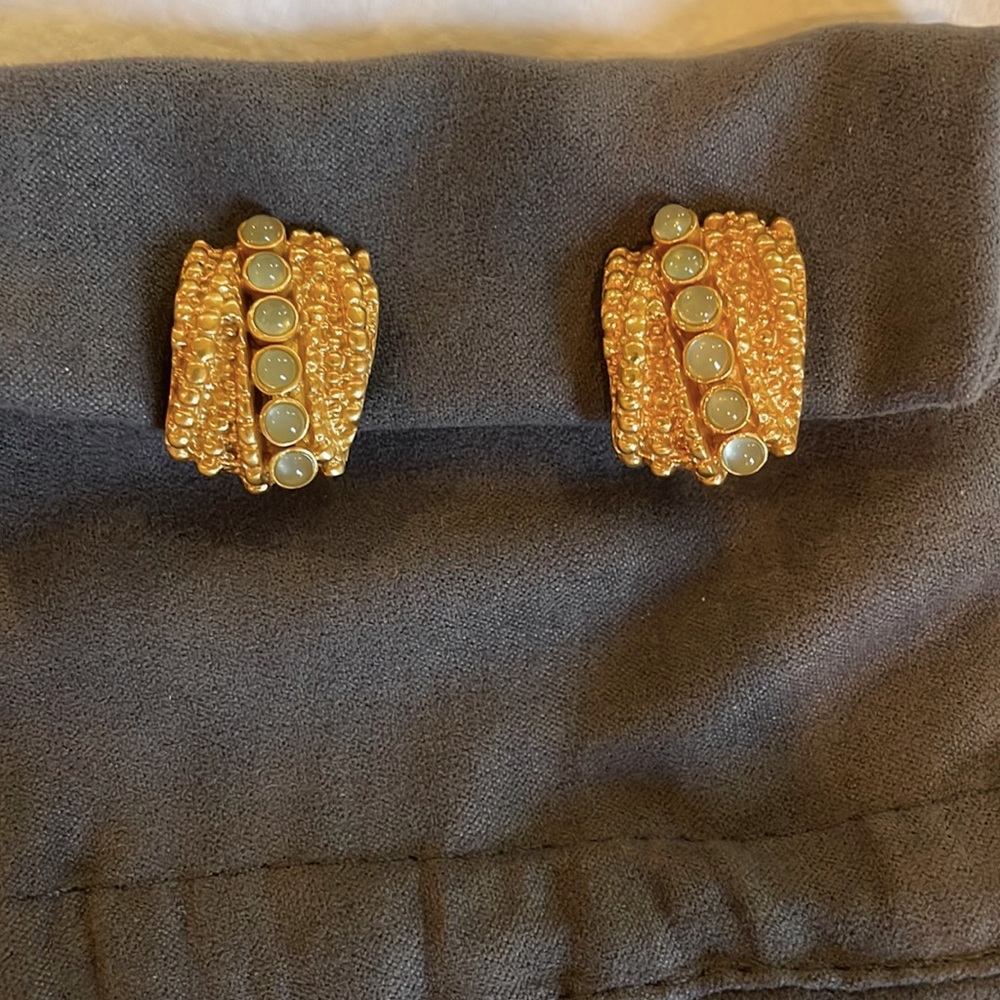 Julie Vos timeless moonstone clip on earrings